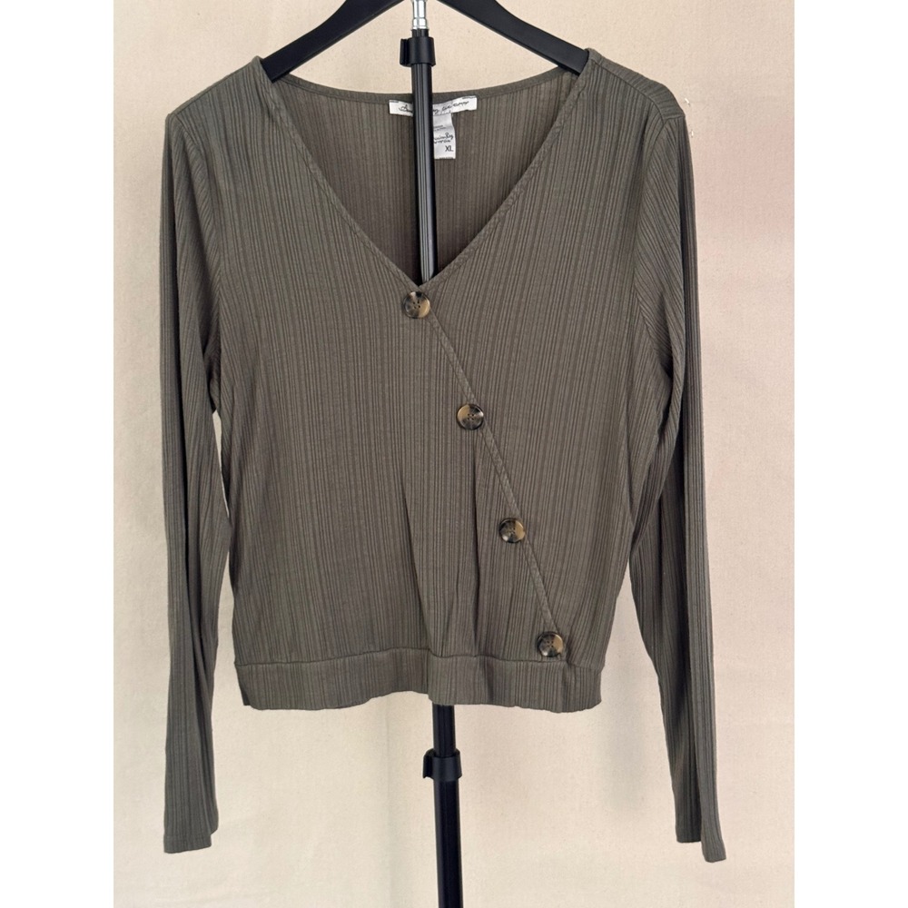 American Rag Cie XL Olive Ribbed Button Top Est MSRP $45